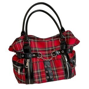 NEW Large Red Plaid Tote Bag